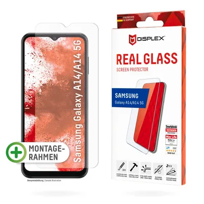 Produktbild von Displex Panzerglas (10H, 2D) für Samsung Galaxy A14 5G, Eco-Montagerahmen, kratzer-resistent, Samsung, Galaxy A14 5G, Trockene Anwendung, Schlagfest, Kratzresistent, Staubresistent, Transparent, 1 Stück(e)