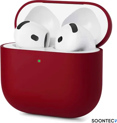 Image de SOONTEC Housse pour AirPods 4 Generation Case Silicone Housse de protection pour écouteurs Etui Slim Cover en bordeaux