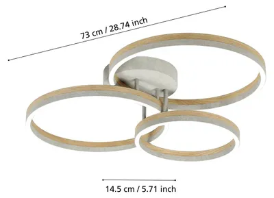 Image de Plafonnière encastrée Cadinaro, 3 lumières, design moderne