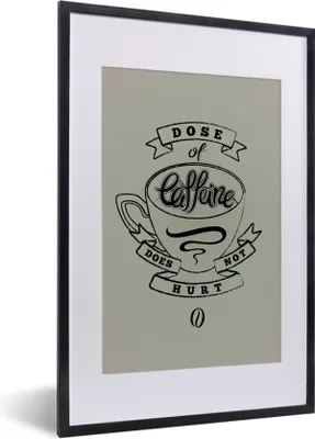 Produktbild von MuchoWow® MuchoWow® Gerahmtes Poster Kaffee - Sprichwörter - Vintage - Eine Dosis Koffein tut nicht weh - Zitate 40x60 cm - Poster mit zchwarzem Bilderrahmen - Poster in Rahmen