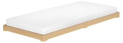 Produktbild von Niederflurbett Bettrahmen Studenten Futon Bodenbett 90x200 Buche Massivholz V-60.66-09Rollrost und Matratze inkl.