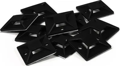 Produktbild von Kabelsockel McPower für Kabelbinder 40x40mm, schwarz, selbstklebend, 10er-Pack