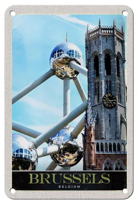 Produktbild von Blechschild Reise 12x18cm Belgien Brüssel Europa Atomium Urlaub Schild