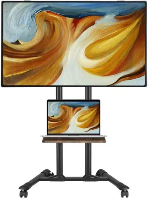 Produktbild von Unyqoos Verstellbare mobile TV-Stand mit Rollen und Laptopablage für 32-85 Zoll Fernseher