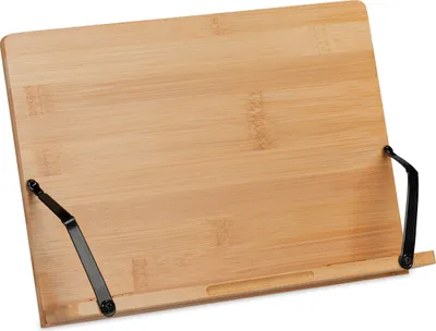 Produktbild von Relaxdays Leseständer, Bambus, 4 Neigungswinkel, klappbar, Buchablage H x B: 19 x 28 cm, für Bücher & Tablets, natur