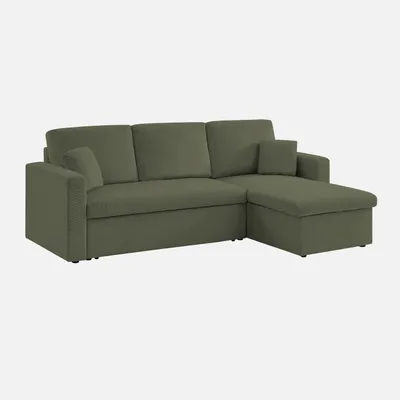 Immagine prodotto di Divano letto angolare reversibile in velluto a coste, 3 posti, Kaki