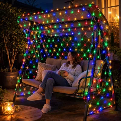 Obrázok produktu pre LED svetelný reťazec YARDIN, 6 x 2 m, 280 farebných LED diód, dva reťazce, každý 3 x 2 m, 8 režimov, vianočné osvetlenie do domácnosti