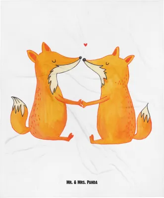 Produktbild von Mr. & Mrs. Panda Plaid Füchse Liebe - Weiß - Geschenk, Partner, Schmusedecke, Babydecke, Fuchs, Ehemann, Erstlingsdecke, Freundin, Fleecedecke, Schlummerdecke, Ehe
