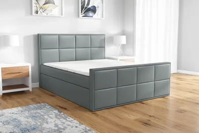 Produktbild von Boxspringbett OMAR 120x200 mit 2 Bettkästen, Bonell-Matratze und Topper. Möbel vom Hersteller- Handarbeit! Bett Komplett-Set mit Matratze, Bettkasten & Kopfteil. Modern und robust.