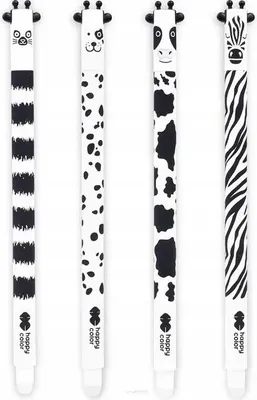 Produktbild von Happy Color Długopisy ścieralne Black&White 0,5mm - 12szt, niebieski tusz