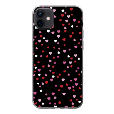 Produktbild von MuchoWow® Handyhülle Schutzhülle Hülle für iPhone 12 mini Eine Illustration mit Herzen auf einem schwarzen Hintergrund Silikon Softcase Handy Hülle - Bild
