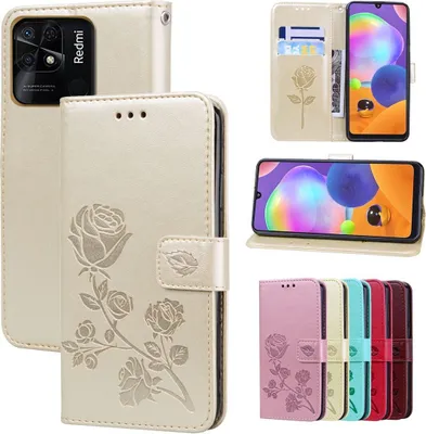 Produktbild von König Design Hülle kompatibel mit Xiaomi Redmi 10C Kunstleder Handyhülle - Handy Case Gold