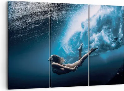 Produktbild von Bild auf Leinwand - Leinwandbild - 3 Teile - Tauchen Frau Wellen - 105x70cm - Wand Bild - Wanddeko - Wandbilder - Leinwanddruck - Bilder - Wanddekoration - Leinwand bilder - Wandbild - CE105x70-4599