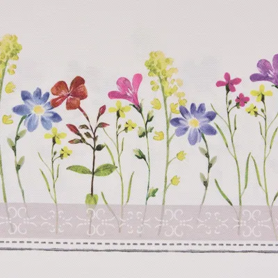 Produktbild von Dekostoff Meterware Gardinenstoff Blumen Streifen ecru bunt 160cm