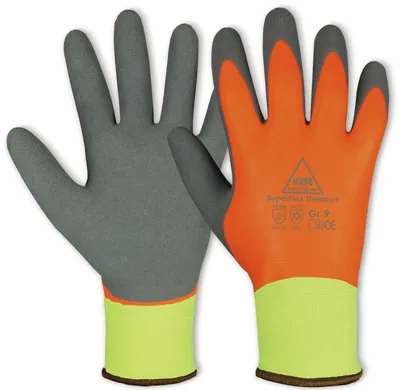 Produktbild von HASE SAFETY GLOVES Latex-Arbeitshandschuh Winter, neongelb/orange/grau, Gr 8