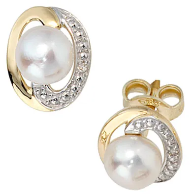 Produktbild von Ohrstecker Zuchtperlen Diamanten Brillanten 585 Gelbgold Ohrschmuck Damen