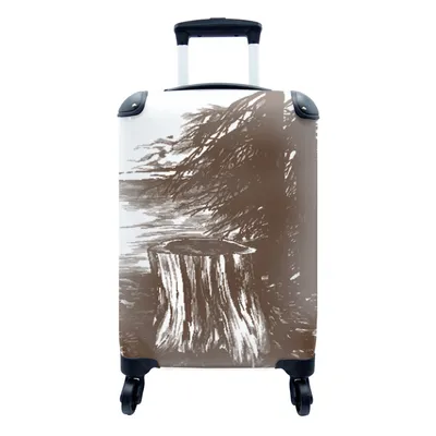 Produktbild von MuchoWow® Koffer Handgepäck Trolley Rollkoffer Kleine Reisekoffer mit 4 Rollen - Baum - Meer - Illustration - Cabin Size < 55x40x23 cm & 55x40x20 cm - Fotokoffer - Kabinenkoffer - Boardgepäck - Reise-Box - Reisekoffer - Reisegepäck - Koffer mit Bild - Trolley für Kinder
