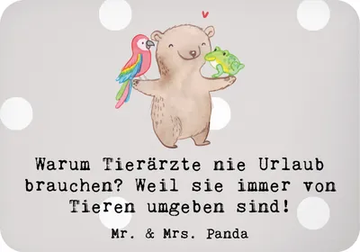 Produktbild von Mr. & Mrs. Panda magnet Tierarzt Freude - Grau Pastell - Geschenk, personalisierte Geschenke, Berufsleben, Ärzte für Tiere, zettelhalter, Tierliebhaber, kreative, Beruf