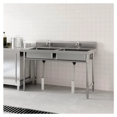 Produktbild von Doppelbecken Spülbecken aus Edelstahl für die Gastronomie