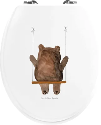 Produktbild von Mr. & Mrs. Panda Toilettenbrille Bär Schaukel - Weiß - Geschenk, WC Brille, Klo-Deckel, Klobrille, Teddy, Toilettendeckel, WC-Sitz, Sitz