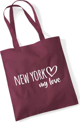 Produktbild von Huuraa Jutebeutel New York my love 10 Liter Burgundy Baumwolle Tasche Geschenkidee