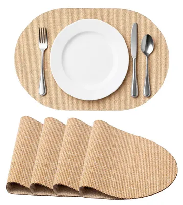 Immagine prodotto di Set di 4 sottopiatti in bambù, forma ovale, color marrone chiaro, antiscivolo e lavabili