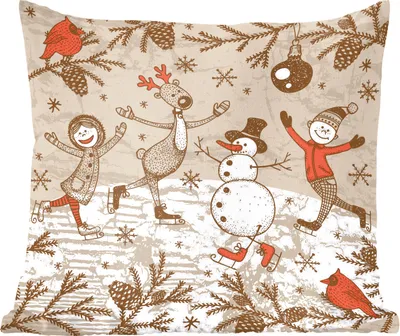 Produktbild von MuchoWow® Zierkissen Sofakissen Wohnzimmer Dekokissen 40x40 cm Illustration - Weihnachten - Schneemann - Foto Kissen - Schlafzimmer Dekoration