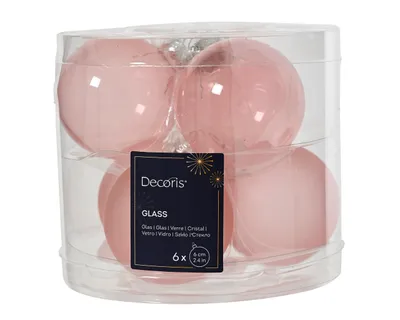Produktbild von Weihnachtskugeln Glas 6cm x 6 Stück - Rosa transparent