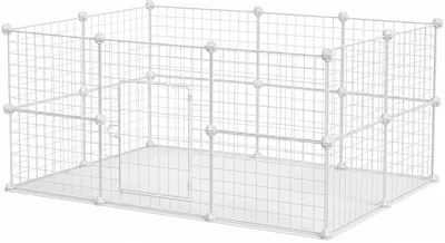 Zdjęcie produktu dla Modułowy Kojec dla Małych Zwierząt SONGMICS LPC02W - Wybieg dla Królików i Świnek Morskich, Biały