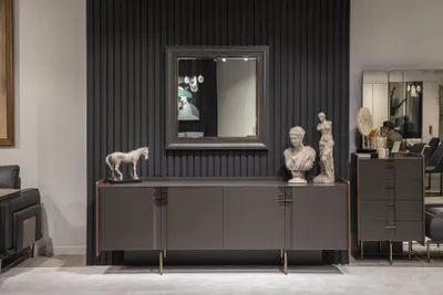 Immagine prodotto di Mobile bar moderna, credenza con specchio, mobile basso