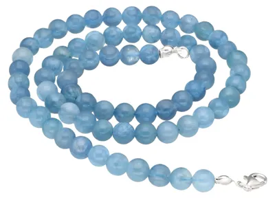 Produktbild von Aquamarin Kugelkette | 6 mm Perlen mit Karabinerverschluss, 45 cm lang