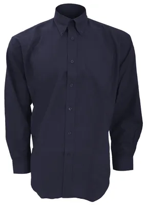 Produktbild von Kustom Kit Workwear Oxford Herren Hemd, Langarm FK431 (47 cm) (Dunkelblau)
