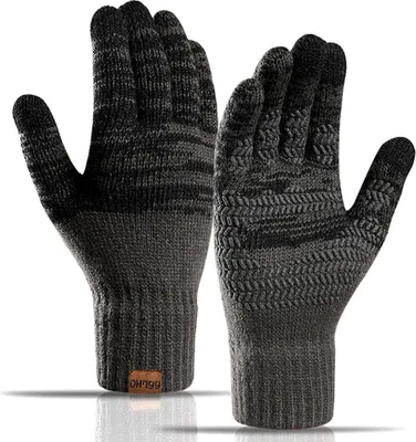 Produktbild von Uni Winter Warme Gestrickte Handschuhe Verdicken Fleece Elastische Bündchen