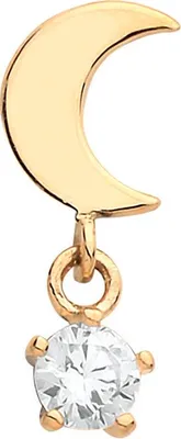 Produktbild von Klassische 9 Karat (375) Gold Damen - Einzel Knorpel Ohrstecker mit Zirkonia - 10mm*4mm; TRS26151