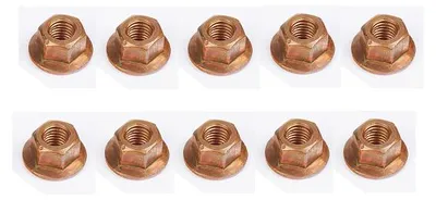 Produktbild von 10 Kupfermuttern M7 x 1,0 Krümmer Bund SW 11 Cu-Mutter Auspuff Selbstsichernd