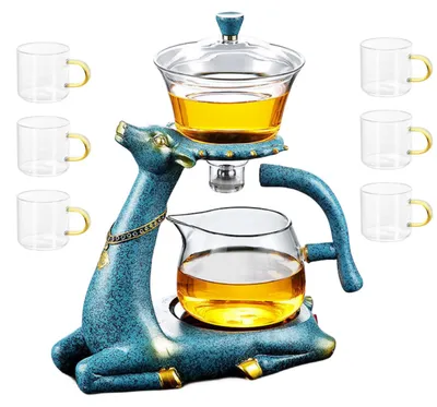 Gläsernes Teeservice, hitzebeständig, 6 Tassen, 1440 ml