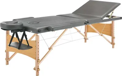 Immagine prodotto di vidaXL Lettino da massaggio a 3 zone con struttura in legno antracite 186x68 cm