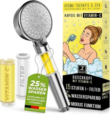 Produktbild von Famanu Handdusche Wasserersparnis - Hochdruck mit 5 Strahlmodi - Chrom