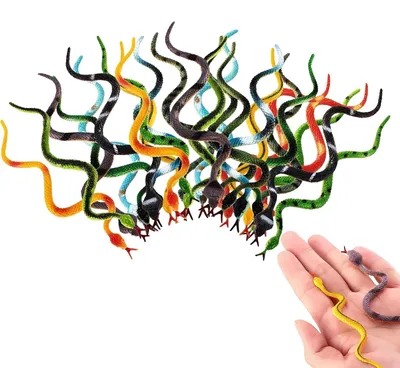 32 realistische Gummischlangen, bunt, 10,5–12 cm, für Partys & Scherze