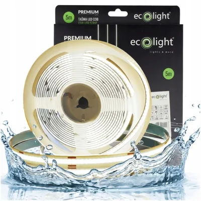 Obrázek produktu pro LED páska COB, bezbodová, 12V, 5 metrů, 7W/metr, 805 lm/metr, 4000K, IP67, odolná, značka Ecolight