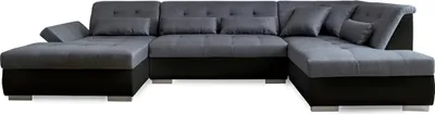 Image de Lisa Design Vermont - canapé panoramique d'angle droit - 7 places - XXL , Noir / Gris