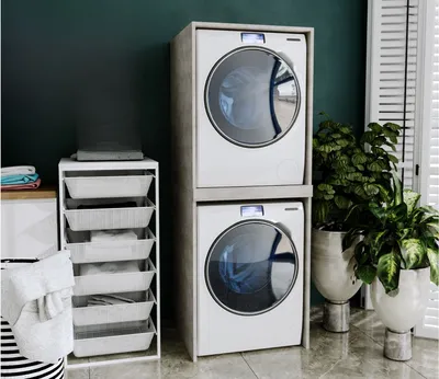 Produktbild von Waschmaschinenumbauschrank SLIM Waschmaschinenschrank für Waschmaschine & Wäschetrockner
