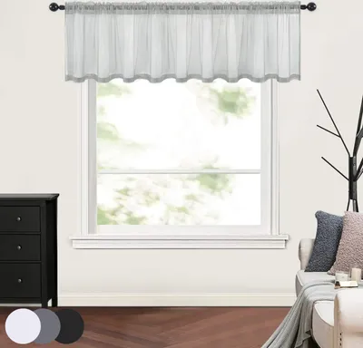 Produktbild von 2er Set Scheibengardine Bistrogardinen Kurz Vorhänge Küchengardinen Gardinen für Küche Wohnzimmer Schlafzimmer, Grau, B132xH46cm