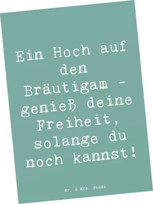 Produktbild von Mr. & Mrs. Panda Postkarte Spruch Junggesellenabschied Feier - Meeresbrise - Geschenk, Postkarten, Ansichtskarte, Hochtzeit, Hochzeit, Grußkarte, bildkarte, Heiraten