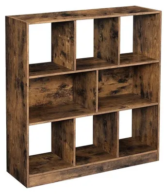 Image de Étagère bibliothèque – Étagère autoportante en bois – 8 compartiments – Étagères réglables – Couleur marron vintage – 97,5 x 30 x 100 cm