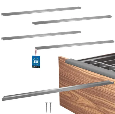 Image de KOTARBAU® Lot de 4 poignées de meubles pour armoires, 800 mm, argent (ZnAl), poignées à visser par l'arrière, poignées de chant, poignées de tiroirs, cuisine moderne