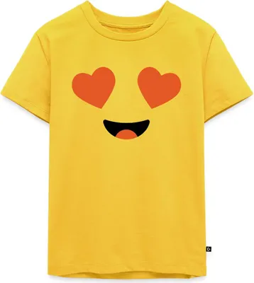 Produktbild von Spreadshirt Emoticon Herzaugen Kostüm Karneval Gruppenkostüm Kinder Premium T-Shirt, 110/116 (4 Jahre), Sonnengelb