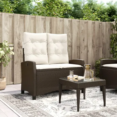 Produktbild von CLORIS Gartenbank Verstellbar mit Kissen Braun Poly Rattan - Gartenbänke LL0000255607