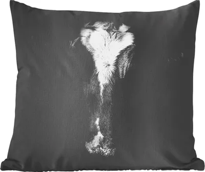 Produktbild von MuchoWow® Zierkissen Sofakissen Wohnzimmer Dekokissen 45x45 cm Kuh Porträt auf schwarzem Hintergrund in schwarz und weiß - Schlafpolster - Polster für das Sofa
