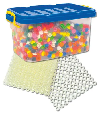 Produktbild von Knopfsteckspiel mit 1000 Knöpfen und 10 Steckplatten in Aufbewahrungsbox
